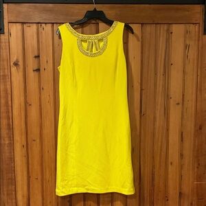 Peter Nygard Yellow Embellished Mini Dress